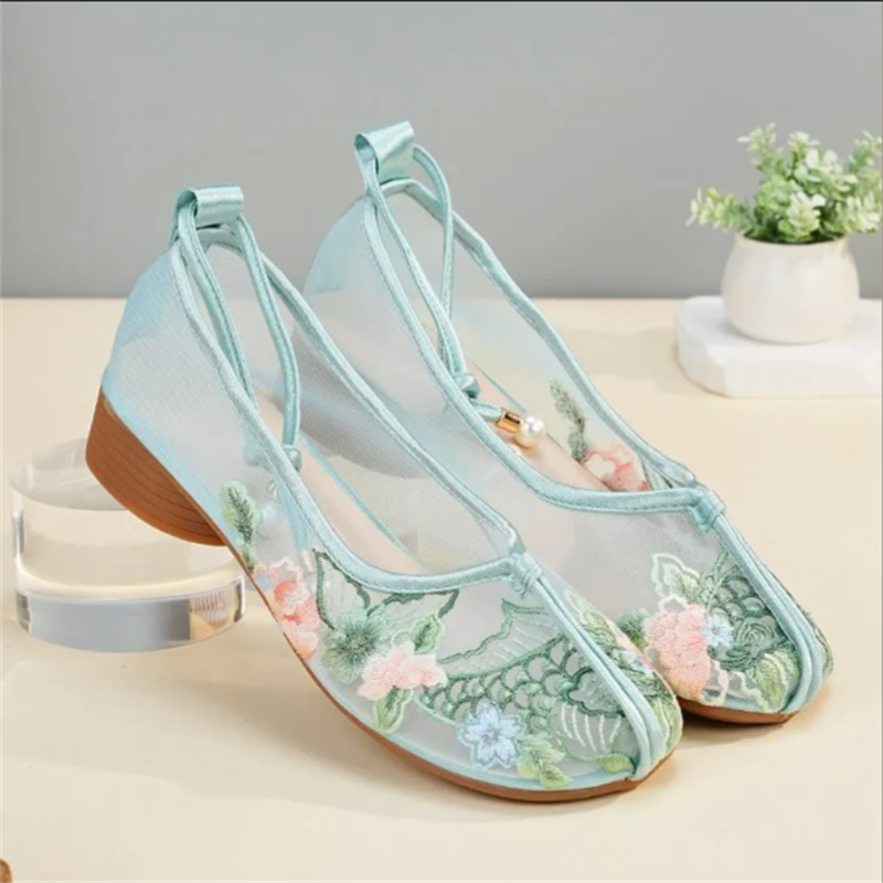 Embroidery Lace - Popular Sandals Mesh Shoes Embroidered Modern