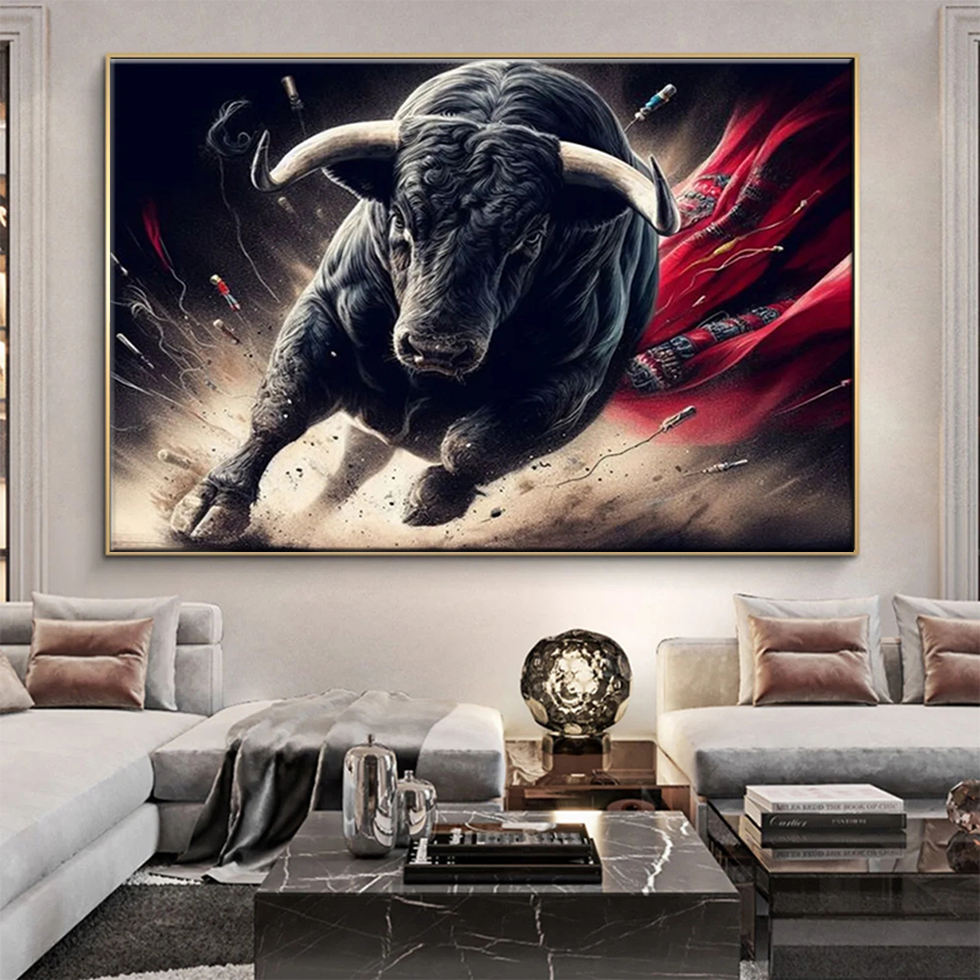 Embroidery Running Stitch - Diamond Painting Spain Bullfight Running Animal