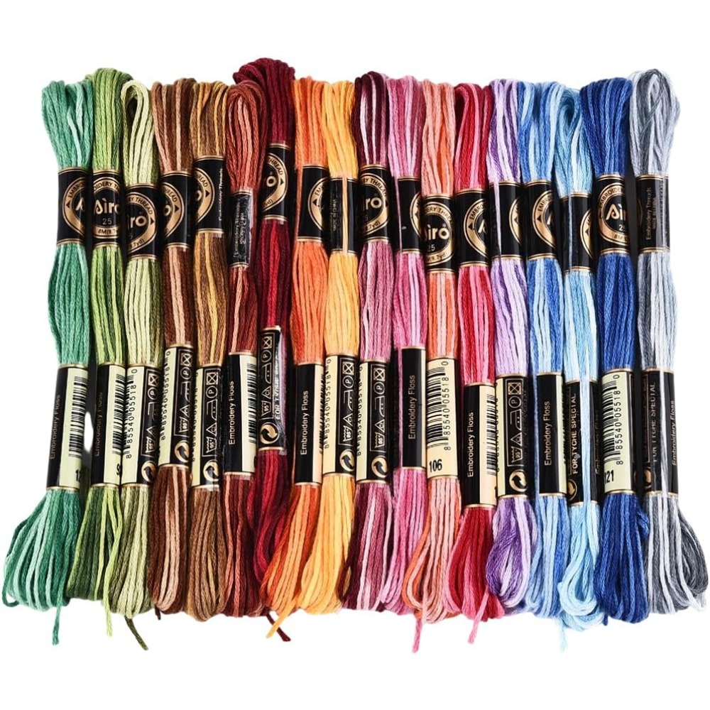 Embroidery Thread Yarn - 18 Skeins 6 Strands Colorful Variegated