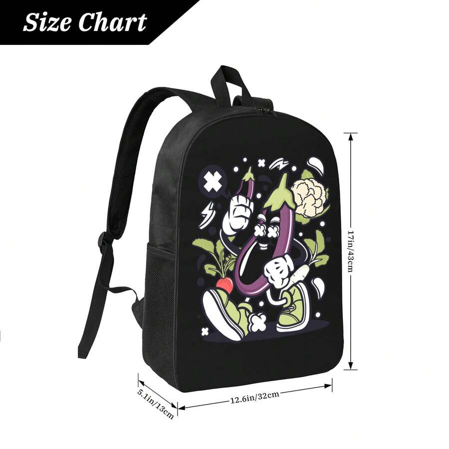 Embroidery Print - Funny Cartoon Vegetable Print Backpack For