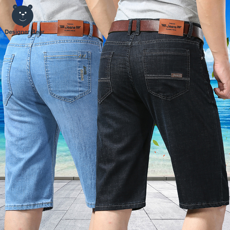Embroidery Workshop - Summer Thin Men's Denim Knee Length