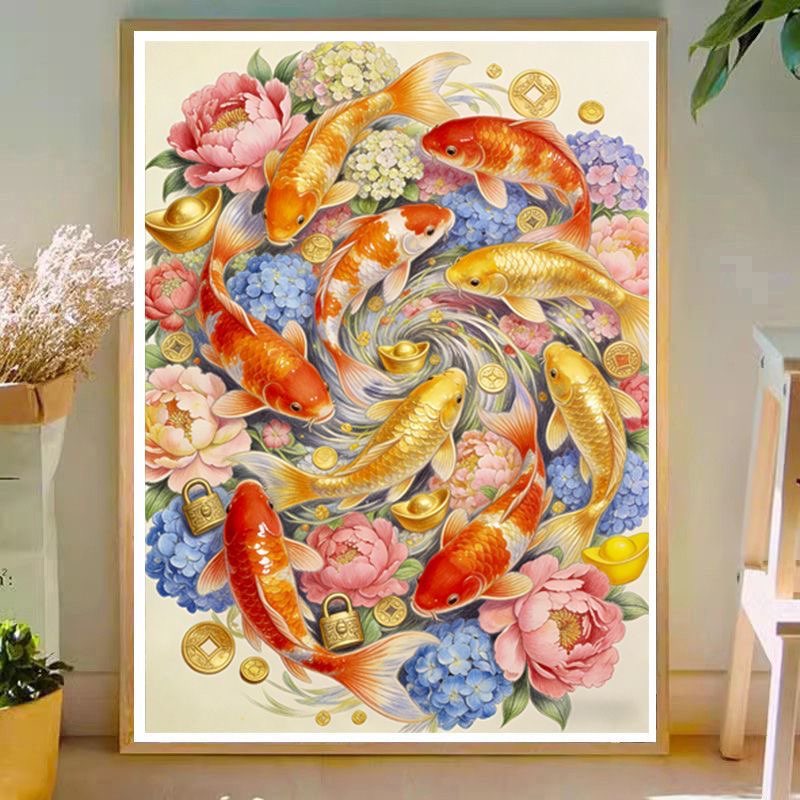 Embroidery Kurta Men - Goldfish 9CT 11CT Embroidery DIY Chinese