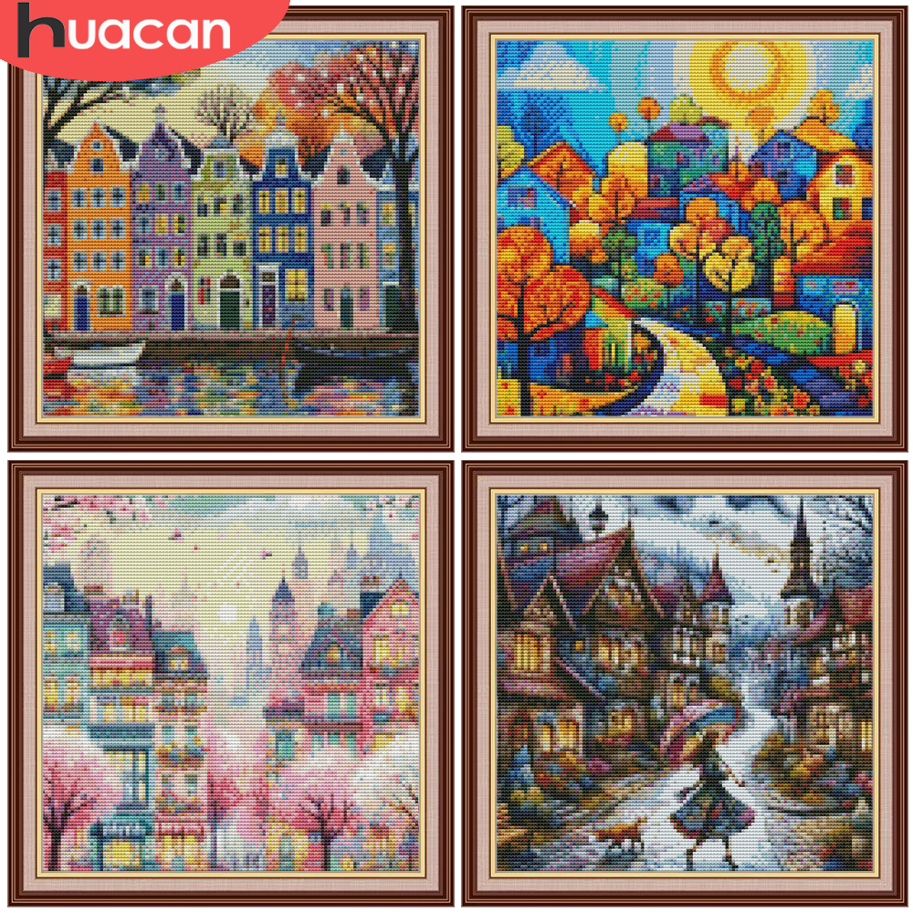 HUACAN Cross Stitch Sets House - Embroidery Kurta Men reseña y precio