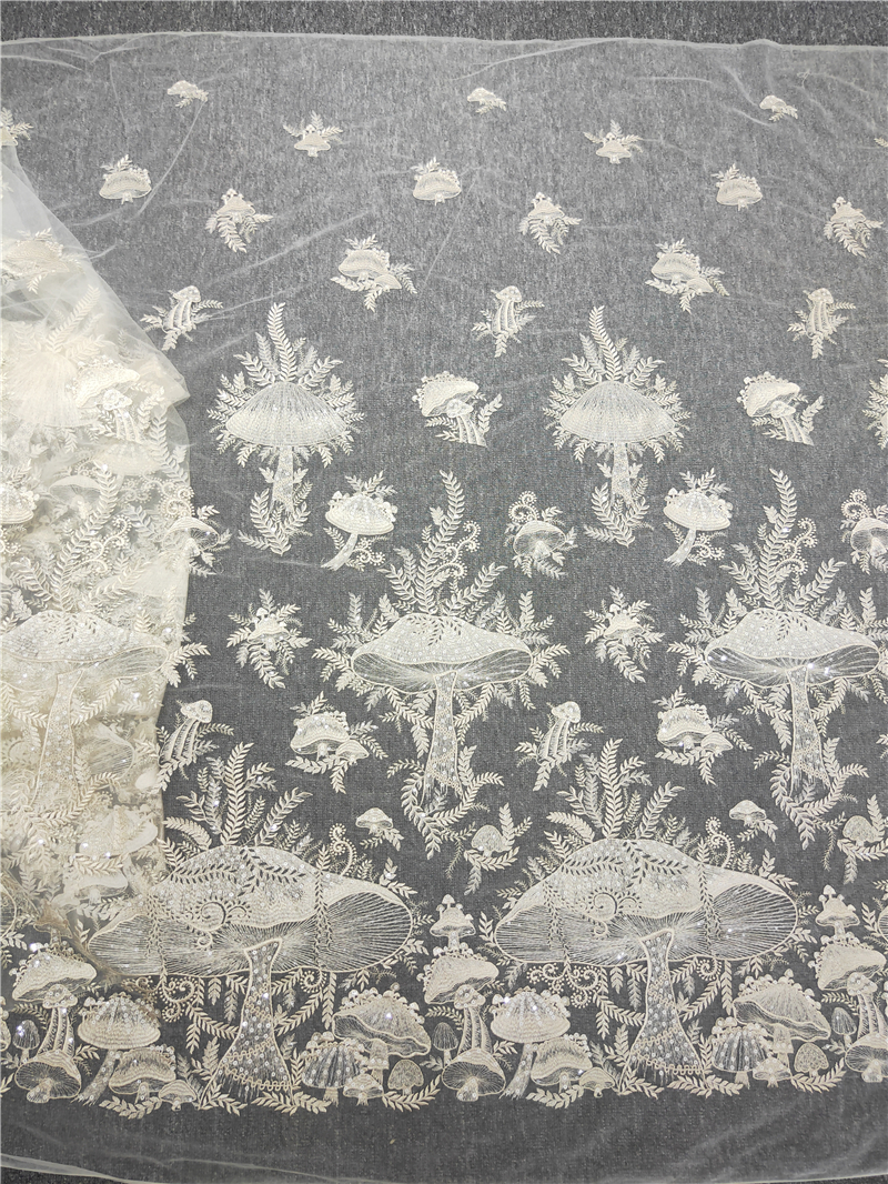 Champagne Mushroom Sequin Embr - Embroidery Lace reseña y precio