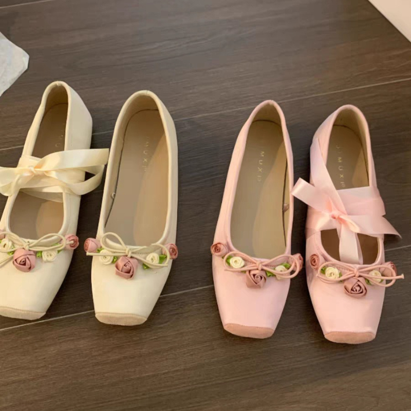 Women Flats Bow Marie Janes Sh - Embroidery Lace reseña y precio