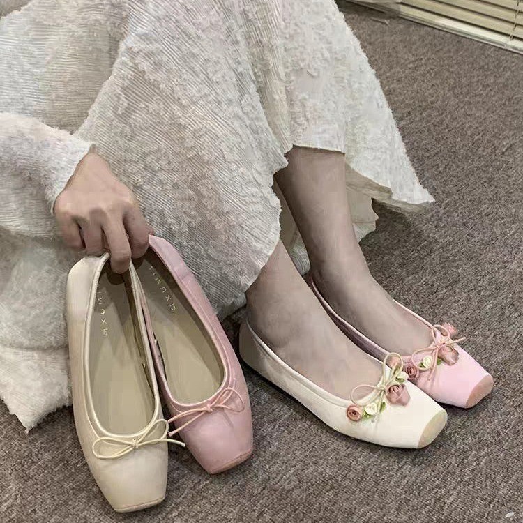 Women Flats Bow Marie Janes Sh - Embroidery Lace reseña y precio