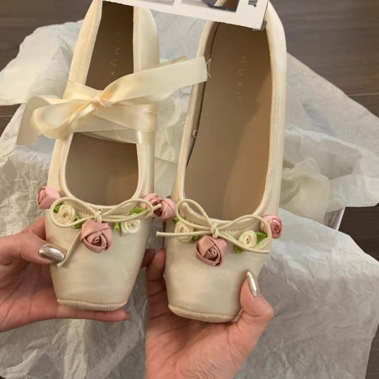 Women Flats Bow Marie Janes Sh - Embroidery Lace reseña y precio