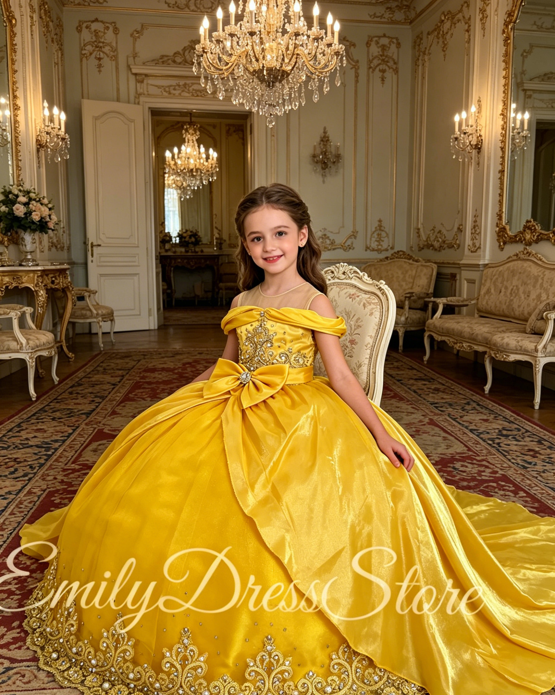 Princess Yellow Flower Girl Dr - Embroidery Yellow Dress reseña y precio