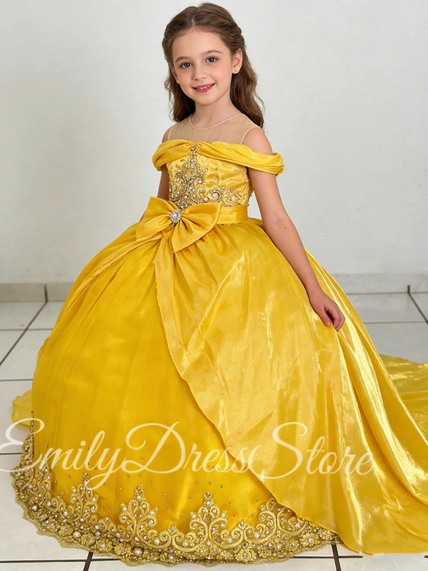 Princess Yellow Flower Girl Dr - Embroidery Yellow Dress reseña y precio