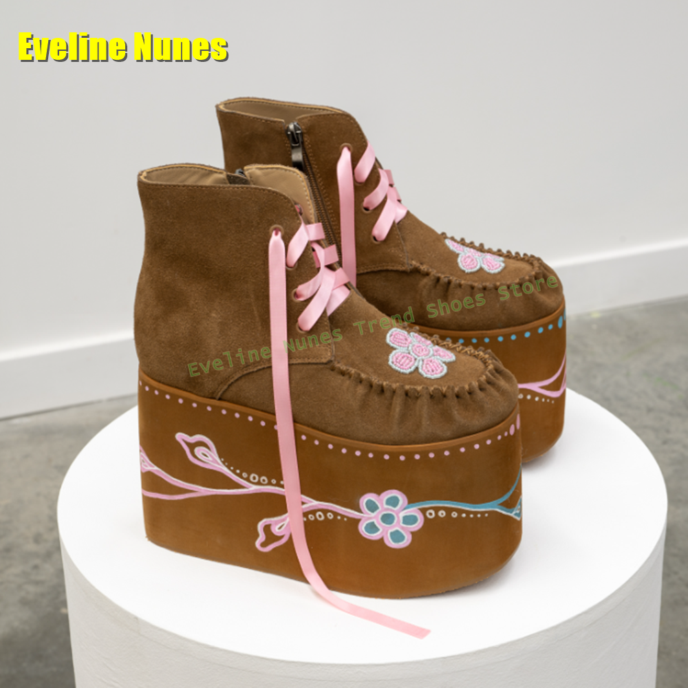 Brown Flower Embroidery Platfo - Embroidery Lace reseña y precio