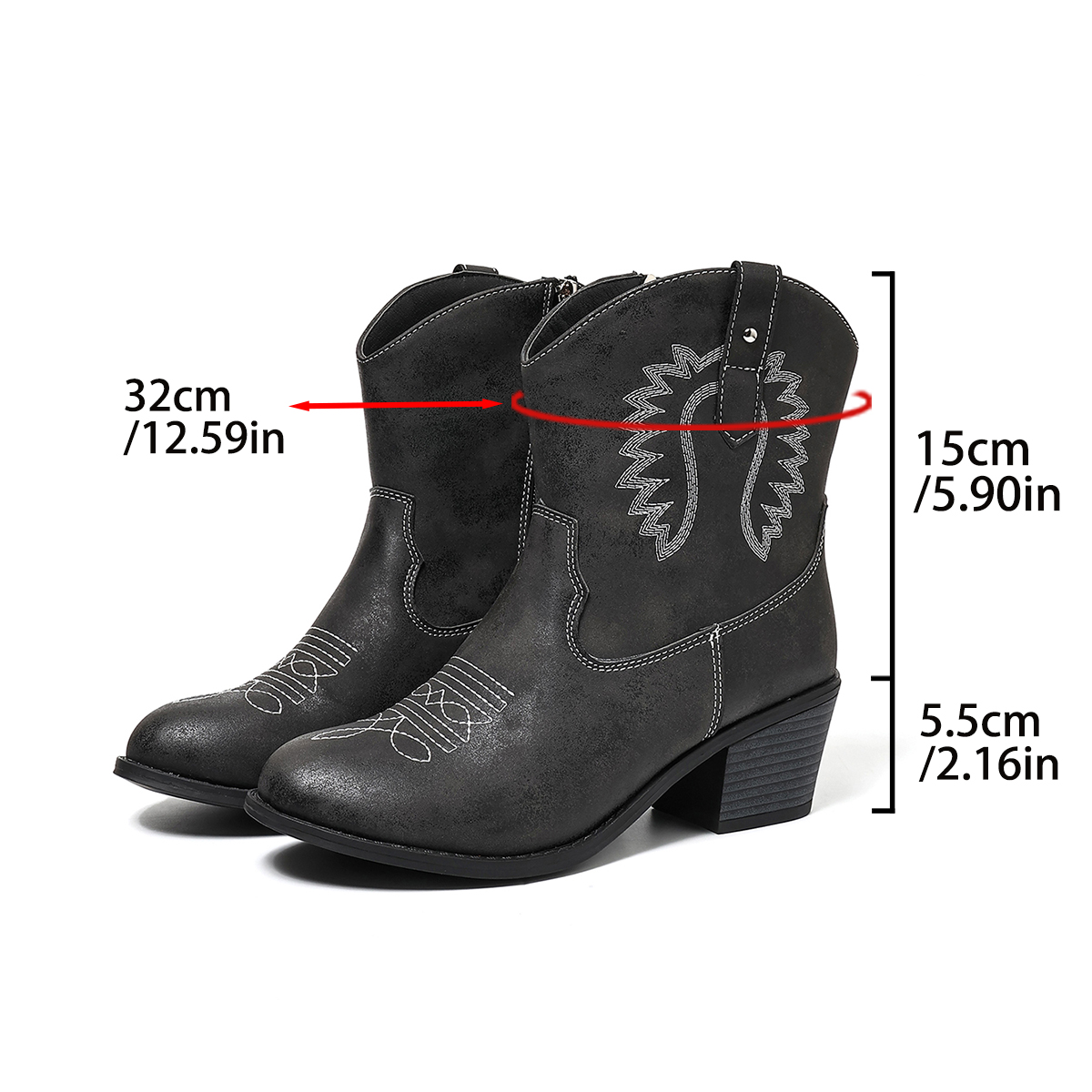 Women's Boots, Large Size, Wes - Embroidery Garments reseña y precio