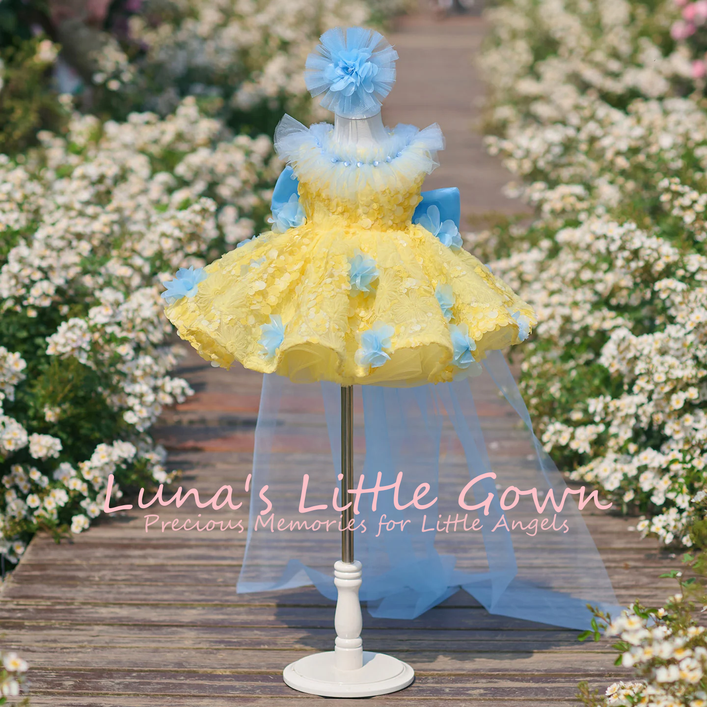 Yellow & Sky Blue Off‑Shoulder - Embroidery Yellow Dress reseña y precio