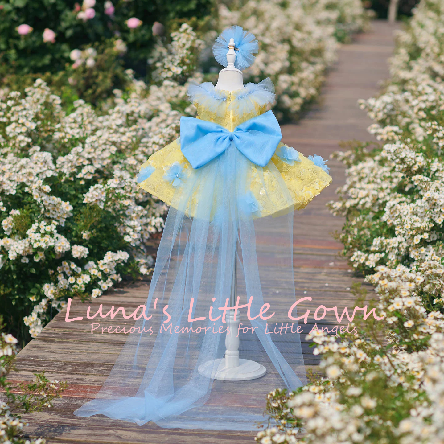 Yellow & Sky Blue Off‑Shoulder - Embroidery Yellow Dress reseña y precio