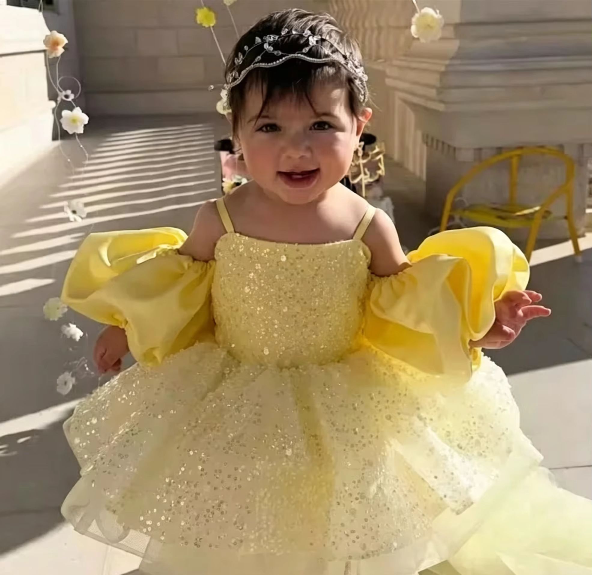 Cute Yellow Flower Girl Dresse - Embroidery Yellow Dress reseña y precio