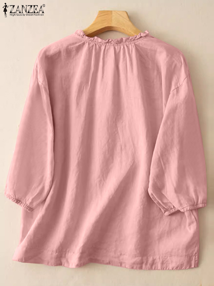 ZANZEA Summer Vintage Shirts E - Embroidery Workshop reseña y precio