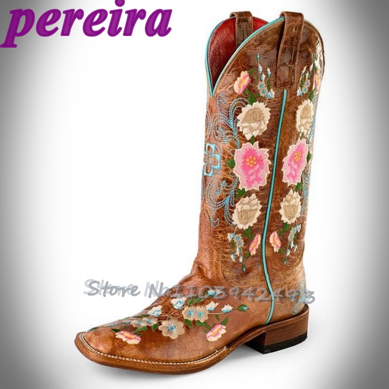 Embroidered Flower Boots Rose  - Embroidery Flower reseña y precio