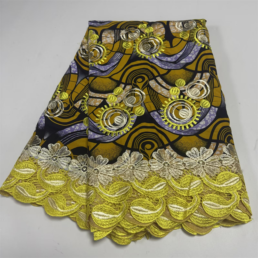 Wax Lace African Fabric French - Embroidery Yellow Dress reseña y precio