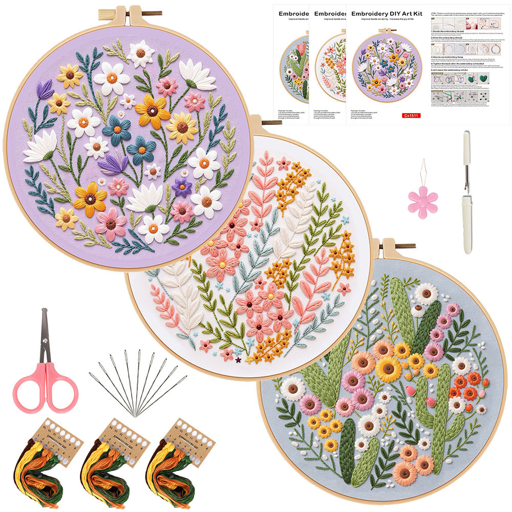 Flower DIY Embroidery Kit for  - Embroidery Guide Paper reseña y precio