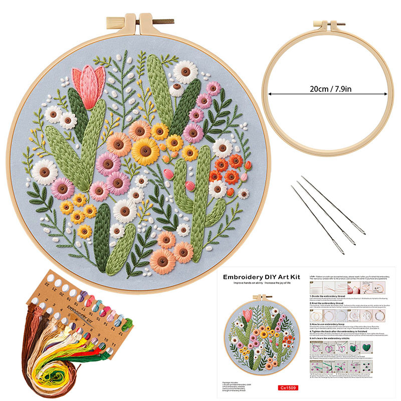 Flower DIY Embroidery Kit for  - Embroidery Guide Paper reseña y precio