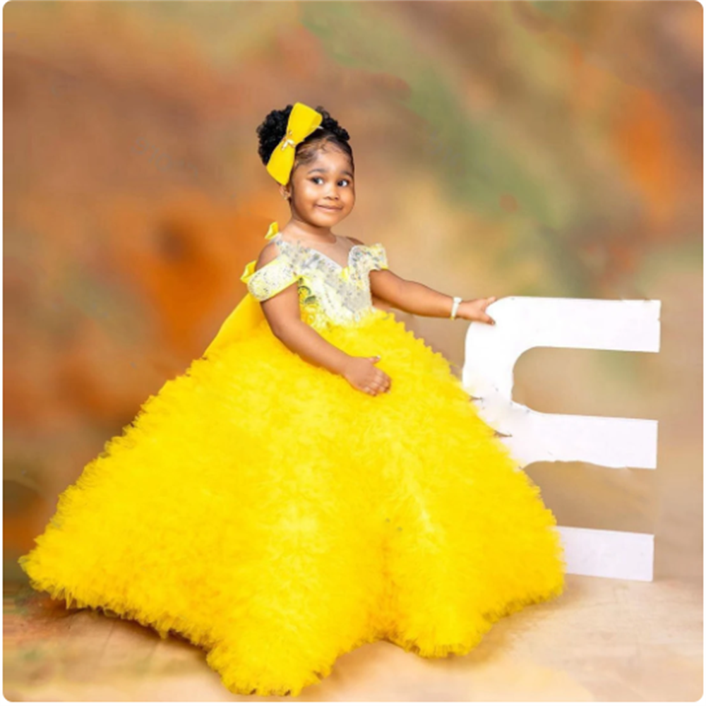 Lovely Yellow Flower Girls Dre - Embroidery Yellow Dress reseña y precio