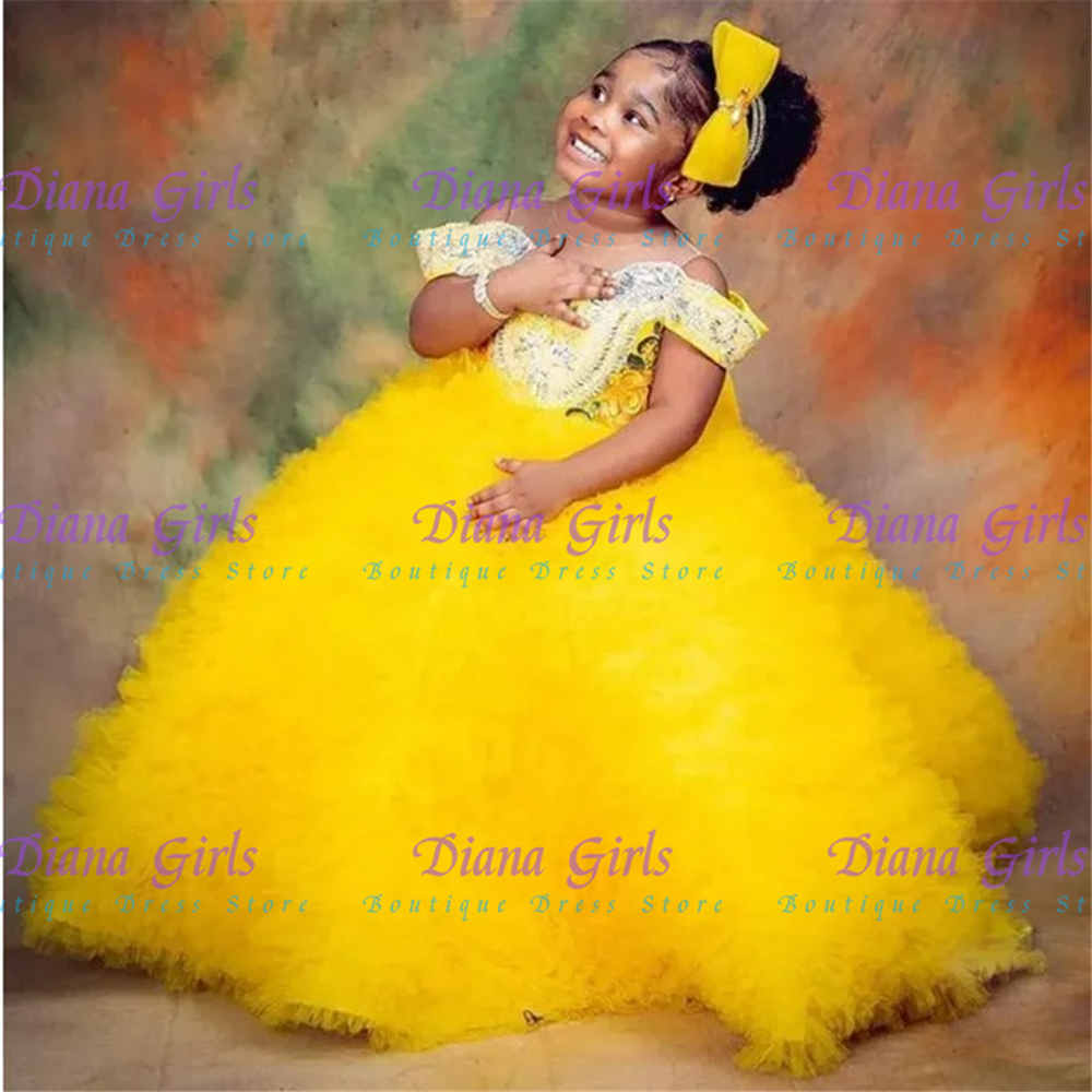 Lovely Yellow Flower Girls Dre - Embroidery Yellow Dress reseña y precio