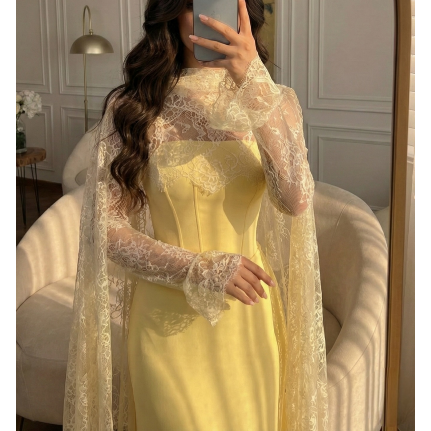 Yellow Lace Elegant Prom Dress - Embroidery Yellow Dress reseña y precio