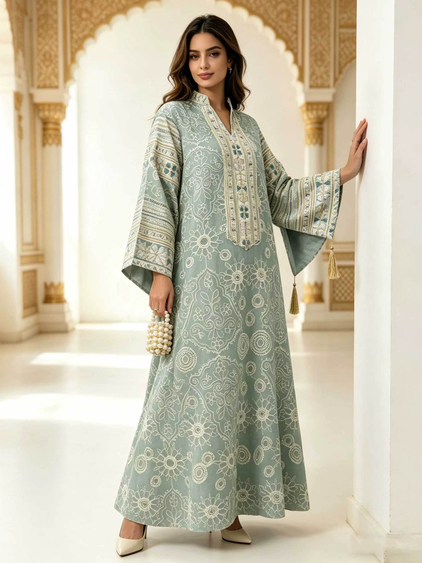 Exquisite Uygur Embroidery Seq - Embroidery Net Dress reseña y precio