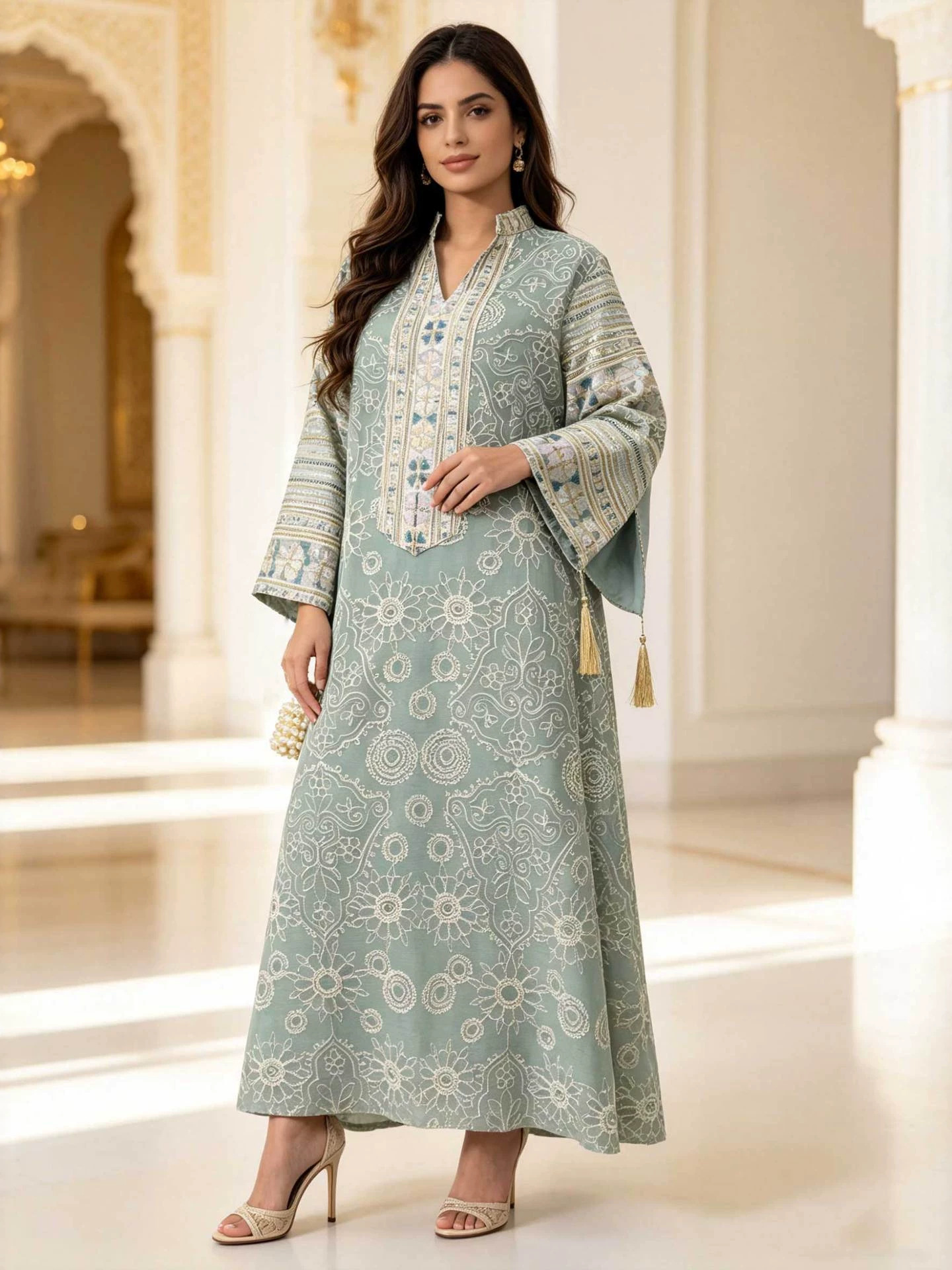 Exquisite Uygur Embroidery Seq - Embroidery Net Dress reseña y precio