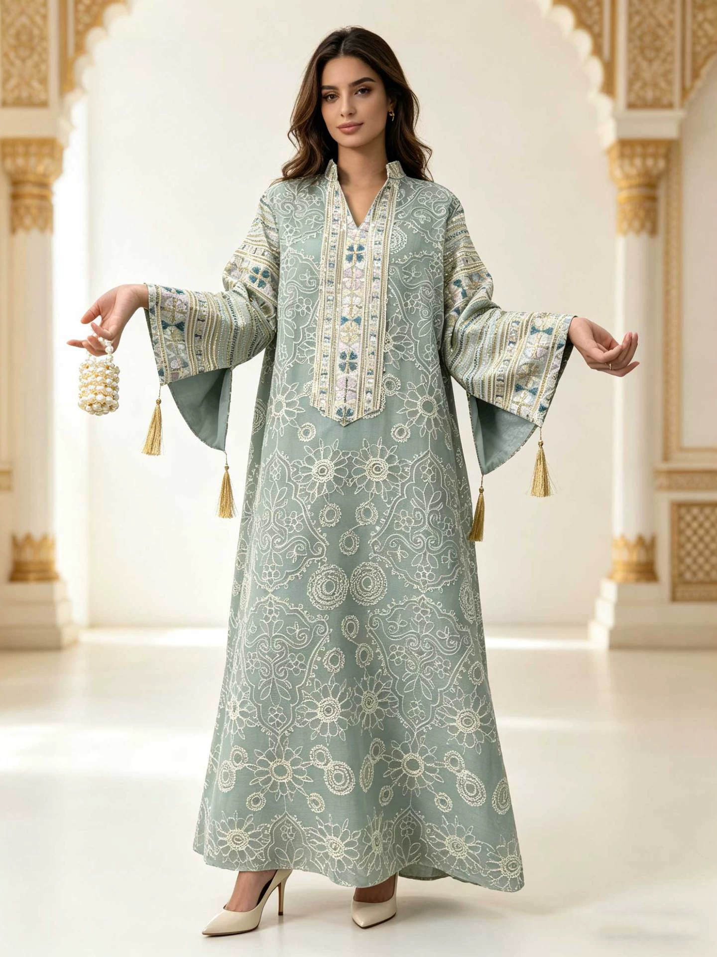 Exquisite Uygur Embroidery Seq - Embroidery Net Dress reseña y precio