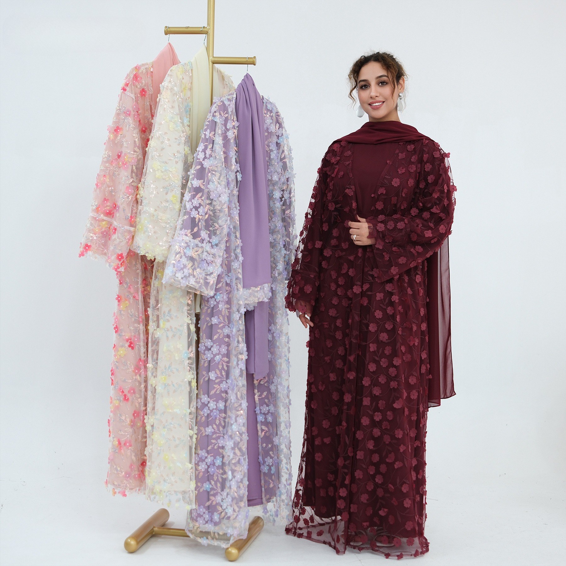 2026 Luxury Abaya EID 3D Flora - Embroidery Hijab reseña y precio