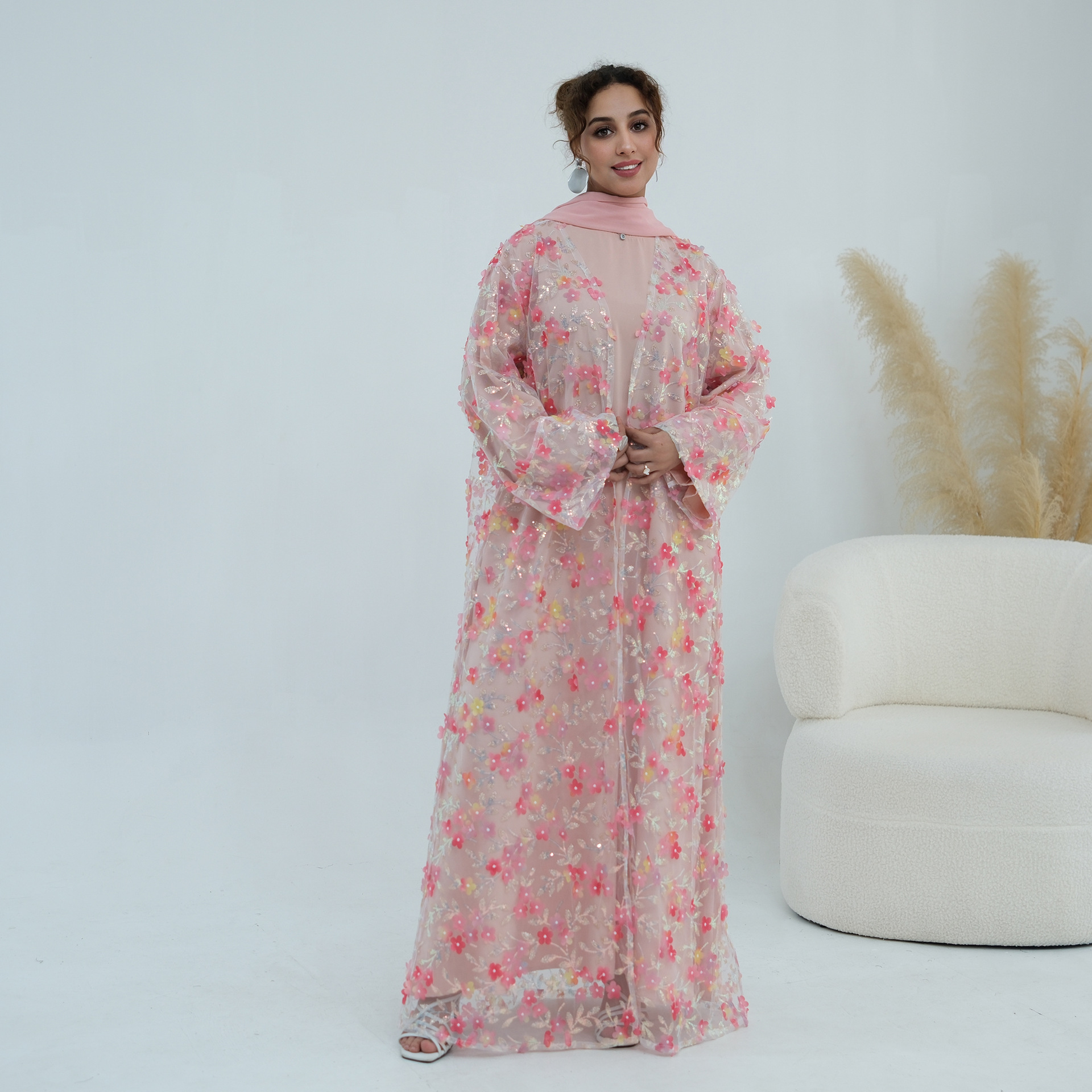2026 Luxury Abaya EID 3D Flora - Embroidery Hijab reseña y precio