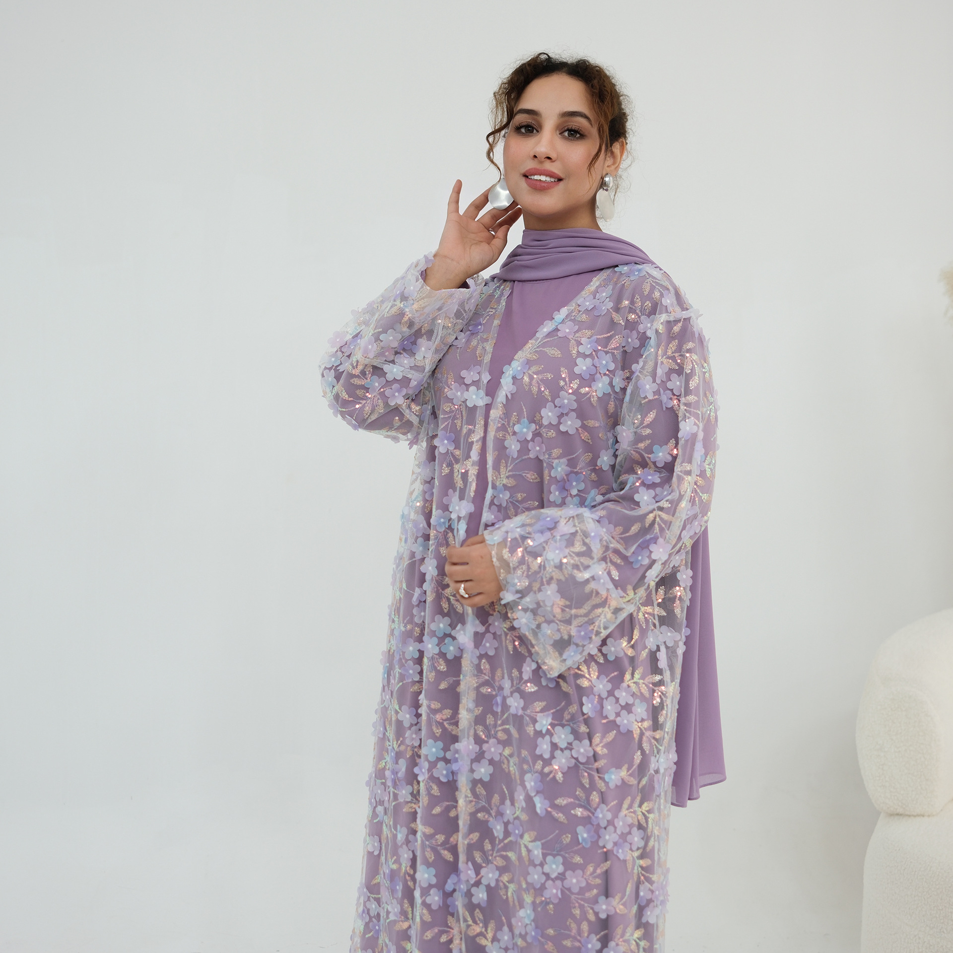 2026 Luxury Abaya EID 3D Flora - Embroidery Hijab reseña y precio