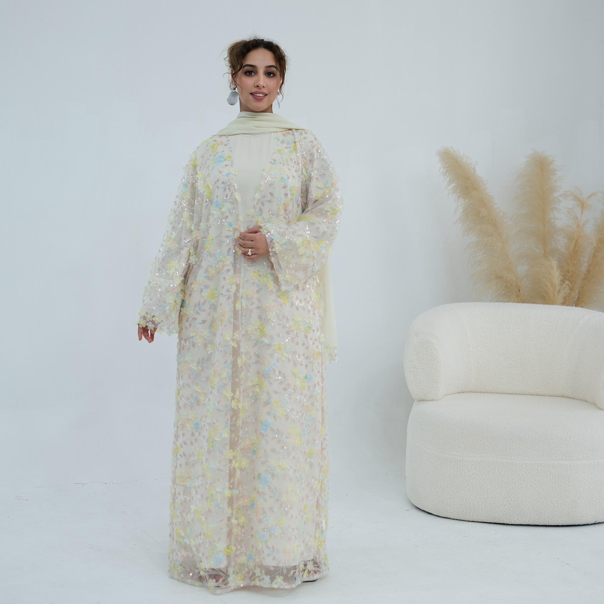 2026 Luxury Abaya EID 3D Flora - Embroidery Hijab reseña y precio