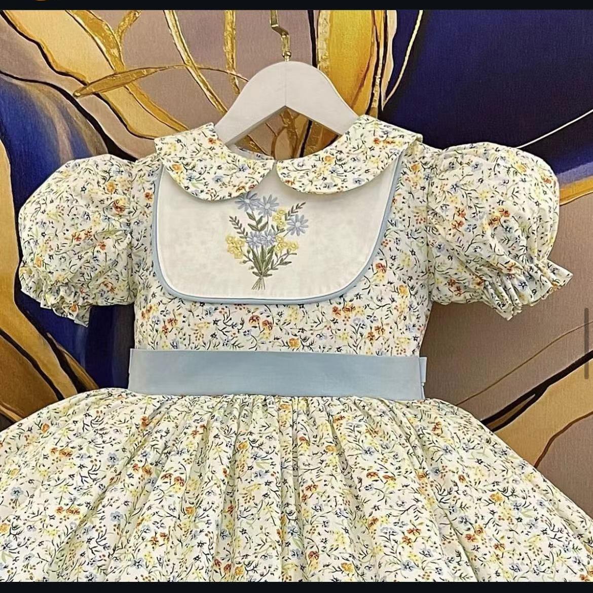 0-12Y Baby Girl Summer Flower  - Embroidery Yellow Dress reseña y precio