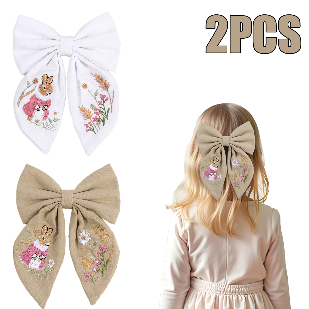 Rabbit Embroidery Bow Hair Cli - Embroidery Rabbit reseña y precio