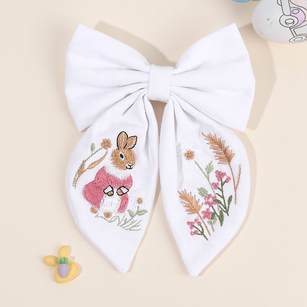 Rabbit Embroidery Bow Hair Cli - Embroidery Rabbit reseña y precio