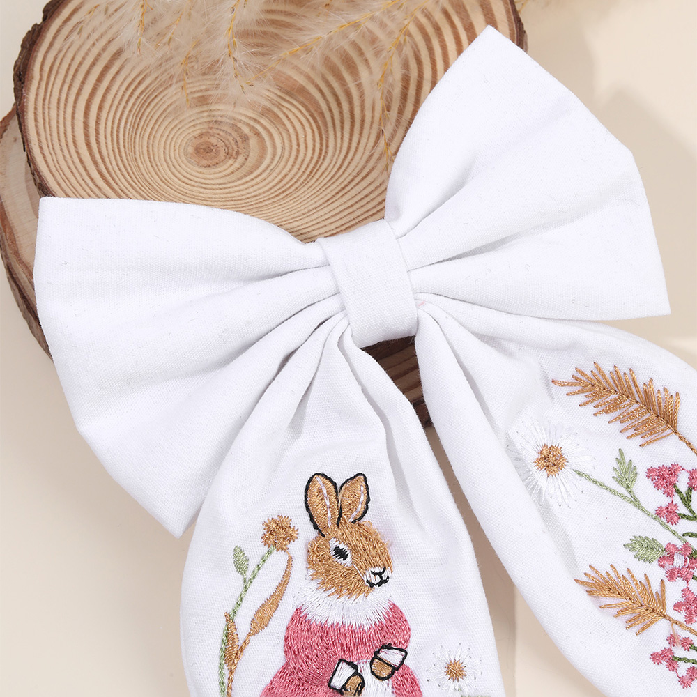 Rabbit Embroidery Bow Hair Cli - Embroidery Rabbit reseña y precio