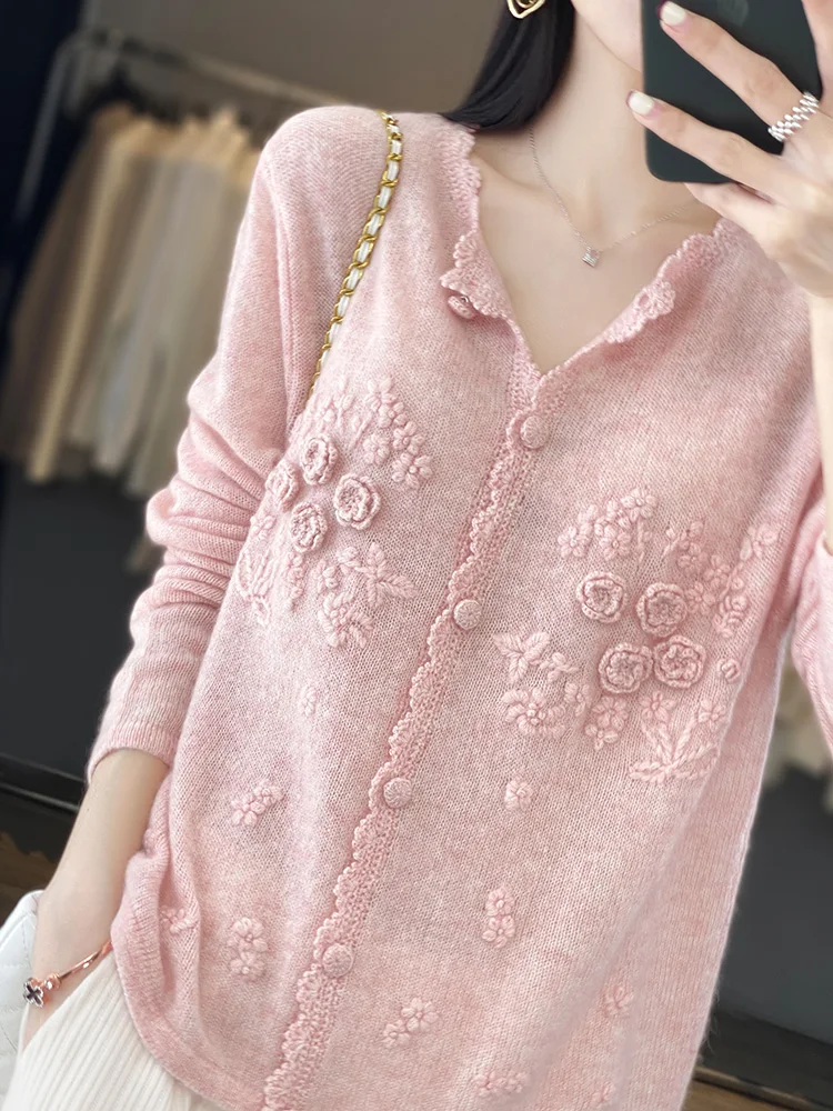 Women's 100% Pure Cashmere Car - Embroidery Thread Yarn reseña y precio