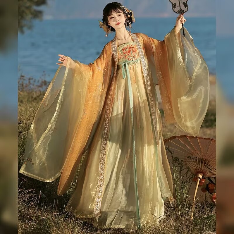 Women's Traditional Chinese Ha - Embroidery Yellow Dress reseña y precio