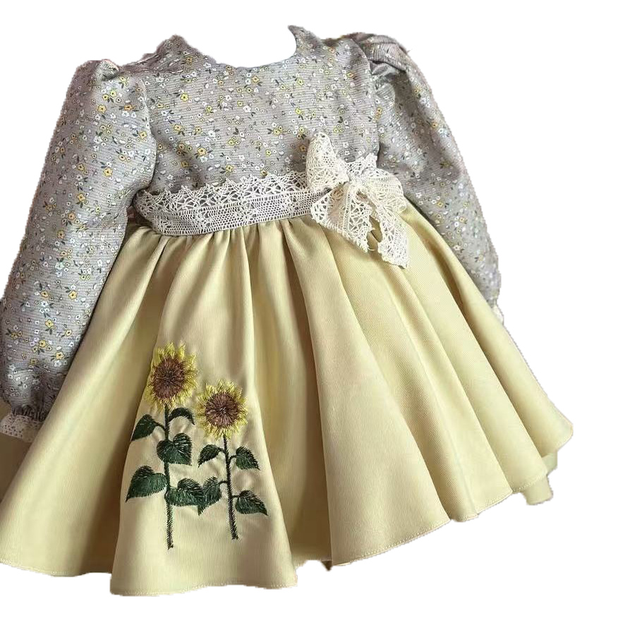 Baby Girl Spring Summer Yellow - Embroidery Yellow Dress reseña y precio