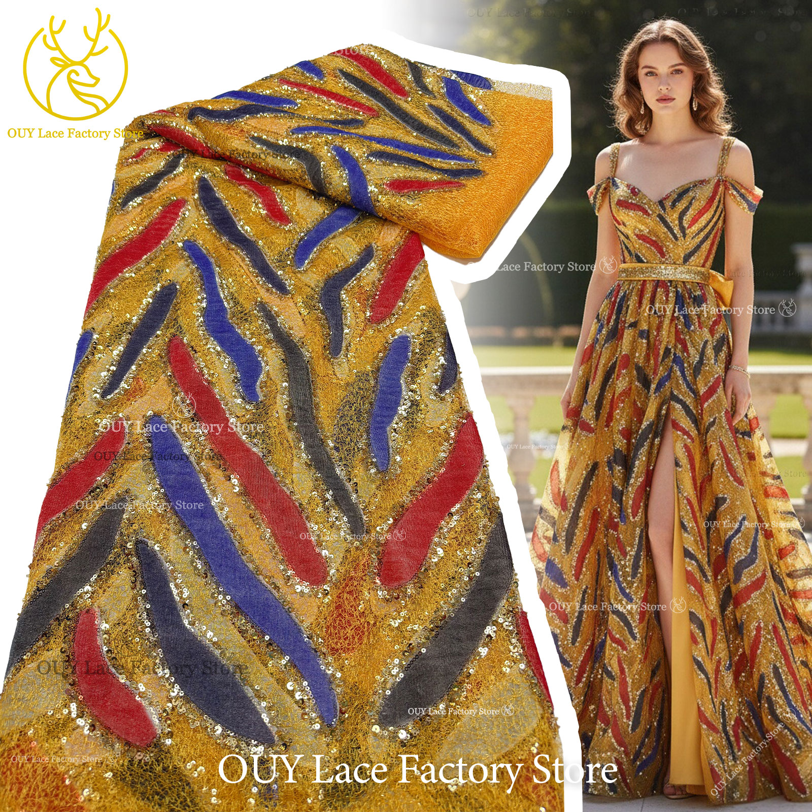 Golden Yellow French Tulle Emb - Embroidery Yellow Dress reseña y precio