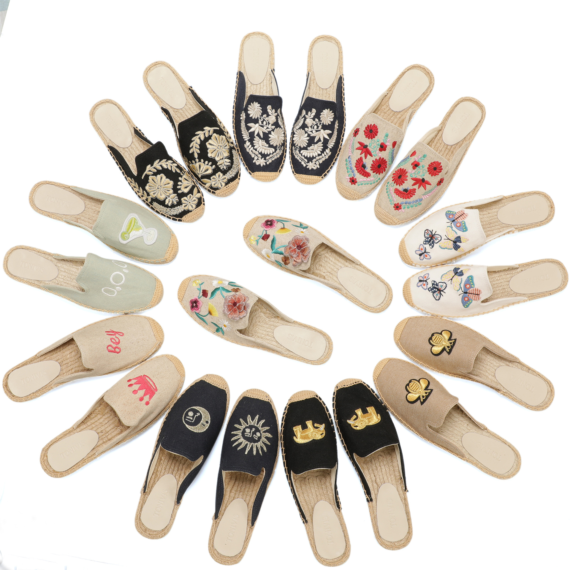 Women Floral Embroidered Espad - Embroidery Print reseña y precio