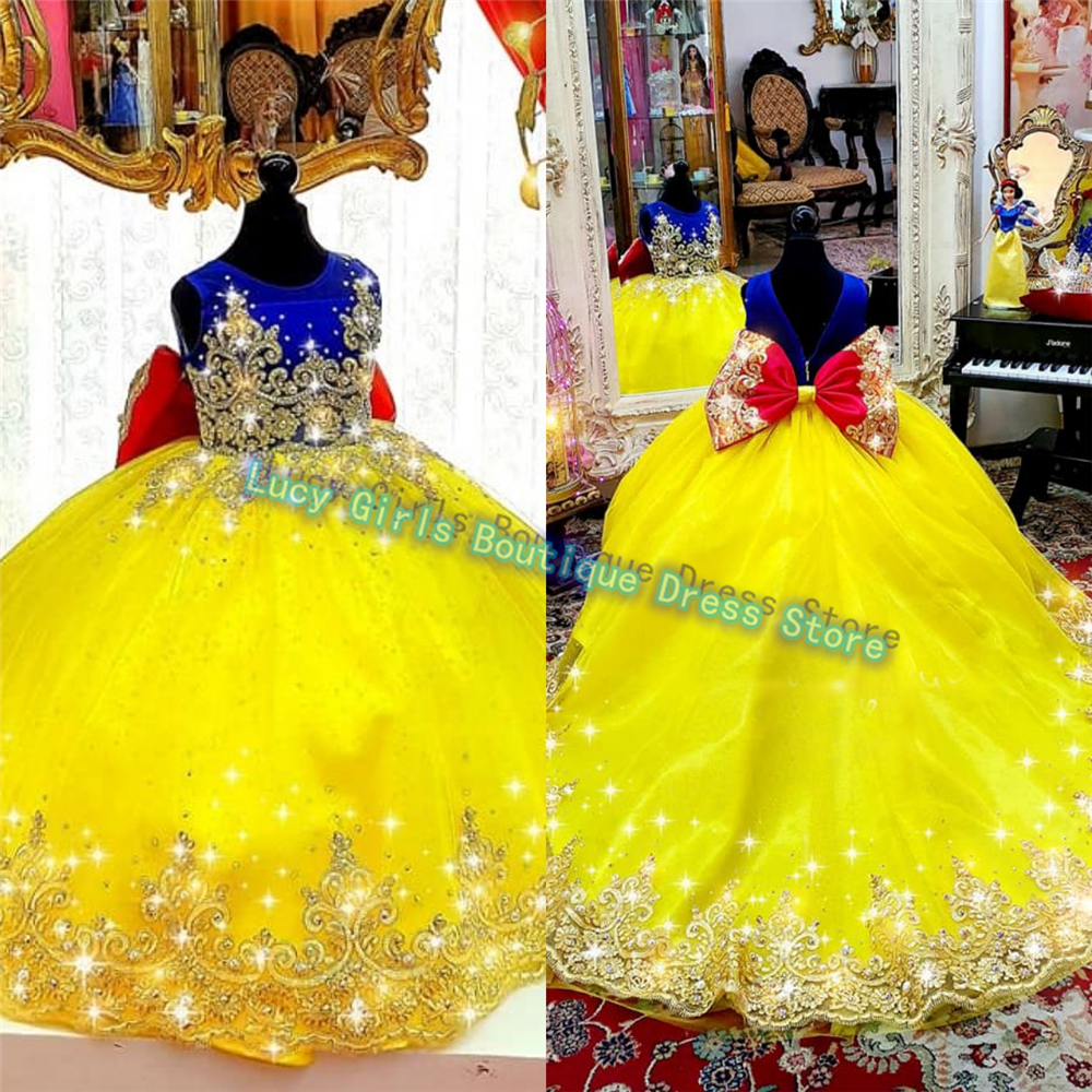 Luxuriously Yellow Flower Girl - Embroidery Yellow Dress reseña y precio