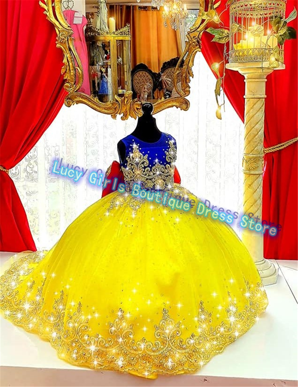 Luxuriously Yellow Flower Girl - Embroidery Yellow Dress reseña y precio