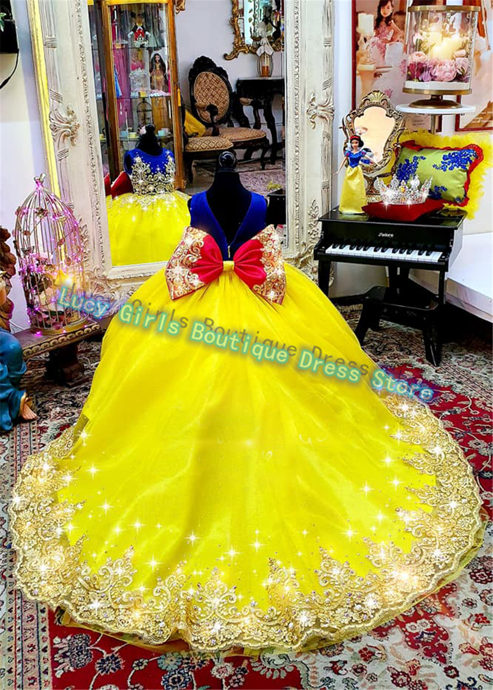Luxuriously Yellow Flower Girl - Embroidery Yellow Dress reseña y precio