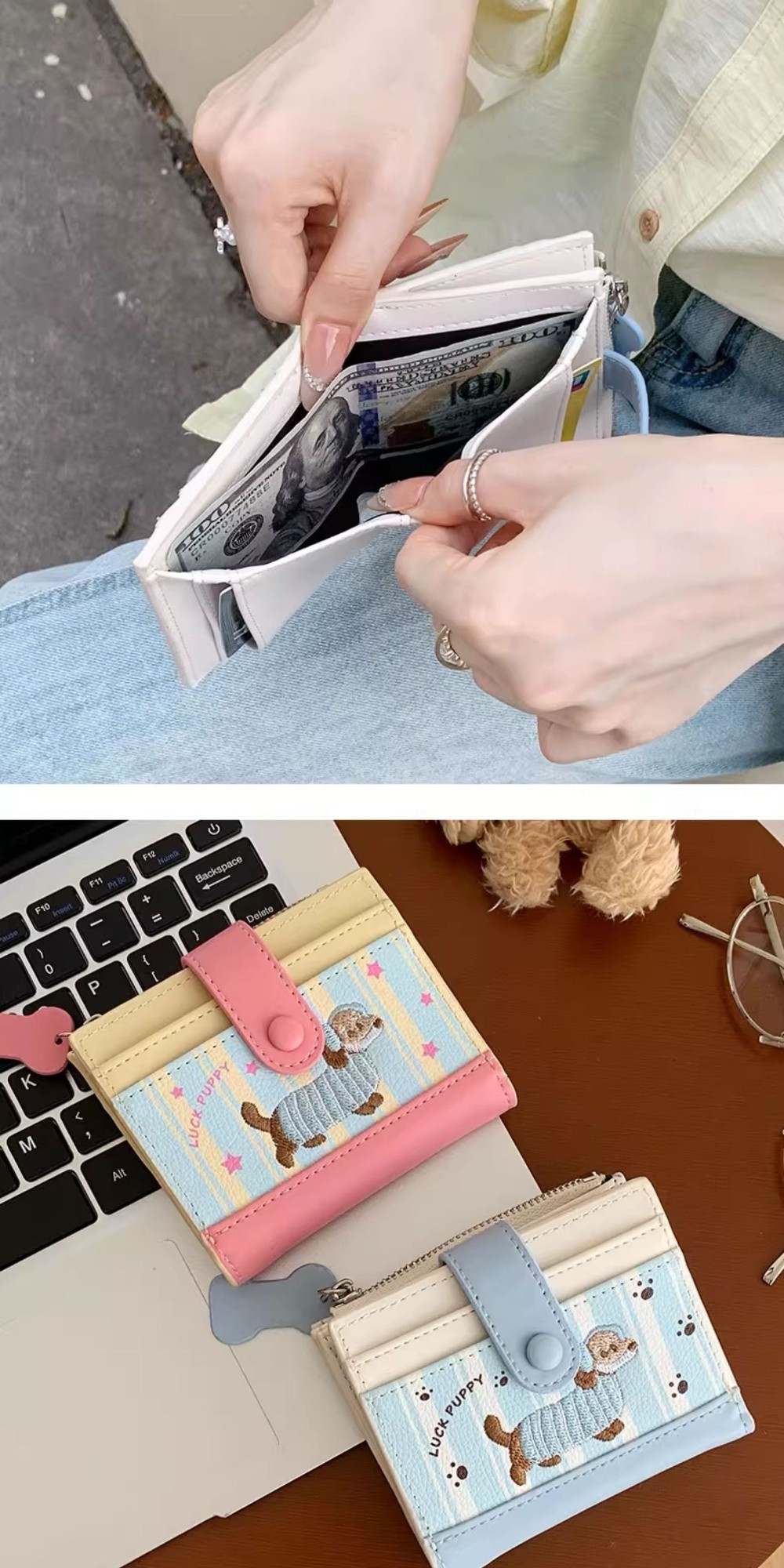 Korean Style Dachshund Embroid - Embroidery Wallet reseña y precio
