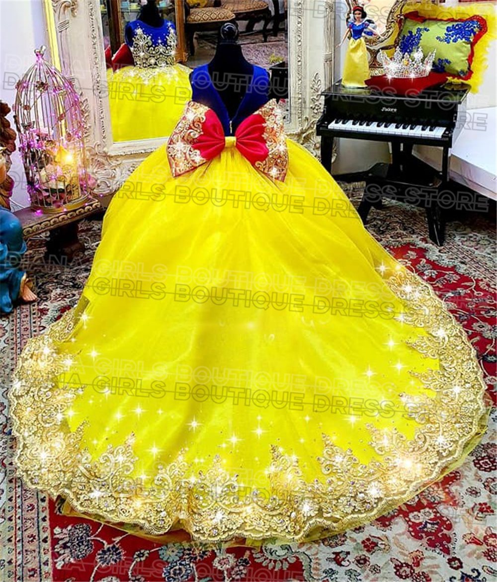 Gorgeous Yellow Flower Girl Dr - Embroidery Yellow Dress reseña y precio