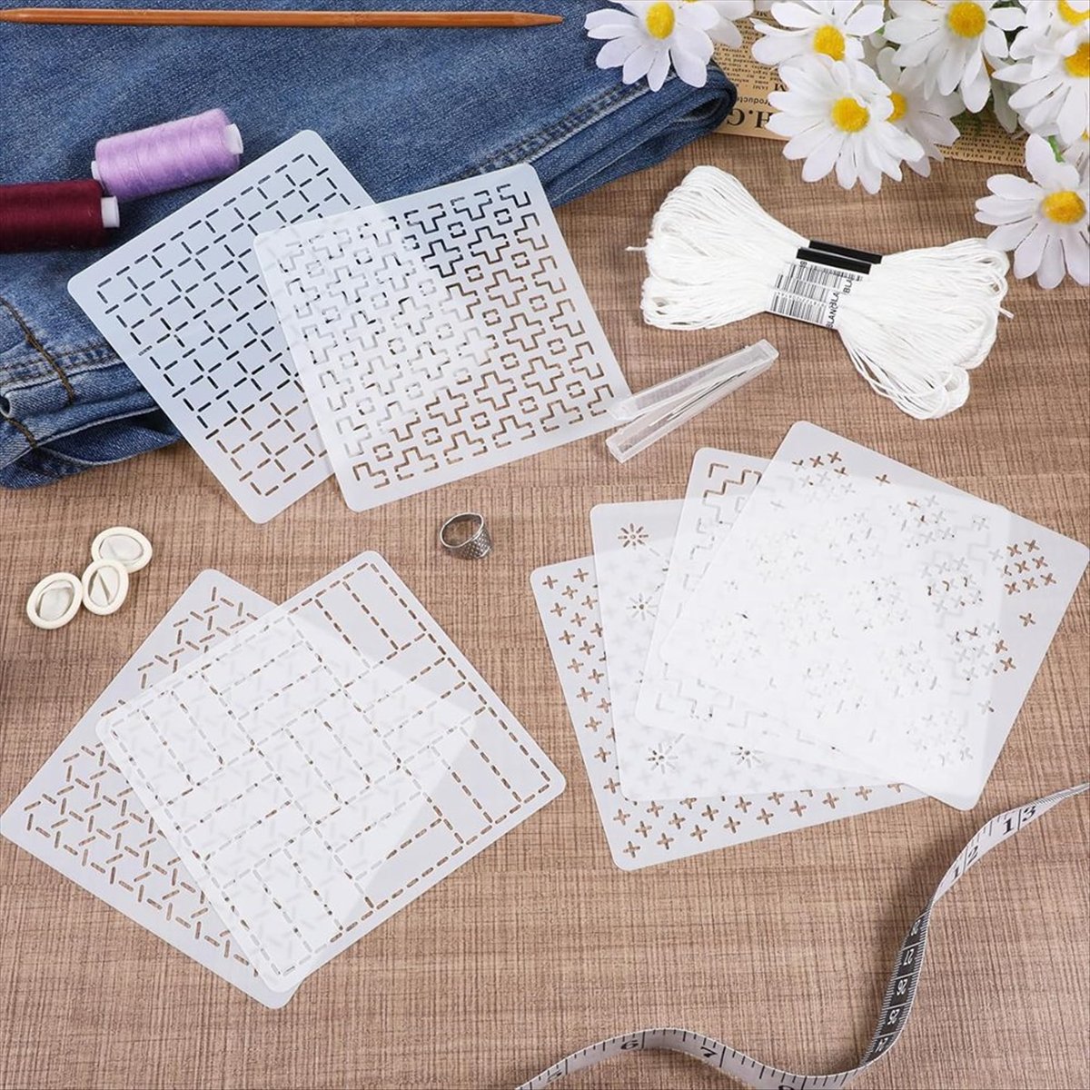AT16 24Pcs Plastic -Stencil Ki - Embroidery X Pattern reseña y precio