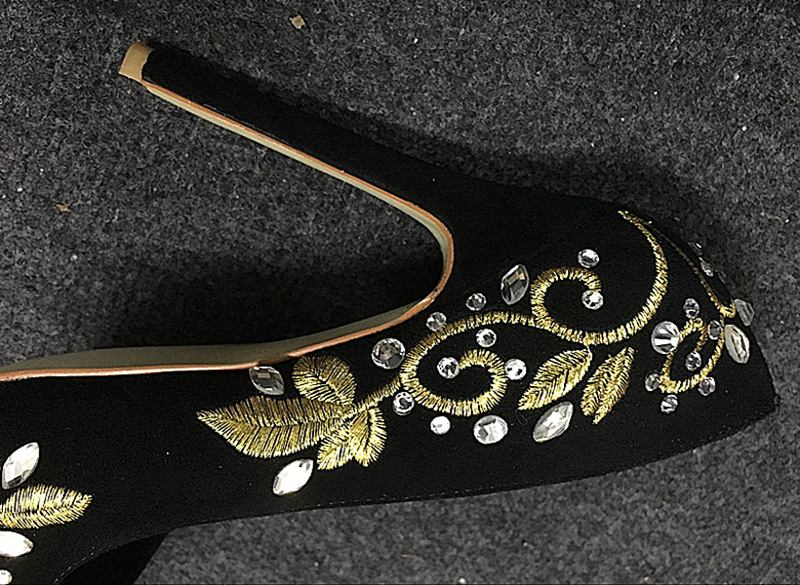 Bling Rhinestone Gold Silver F - Embroidery Flower reseña y precio
