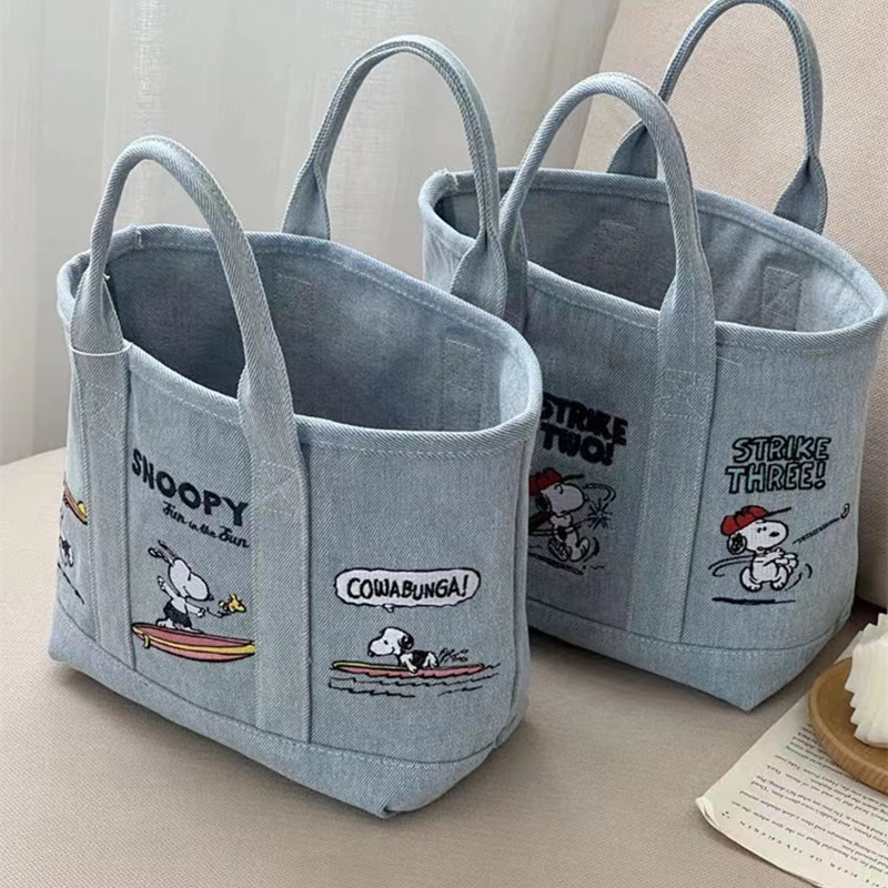 New Snoopy Comic Denim Tote, L - Embroidery Workshop reseña y precio